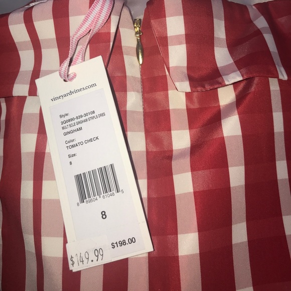 Vineyard Vines Gingham Red Strapless Dress - Picture 5 of 8